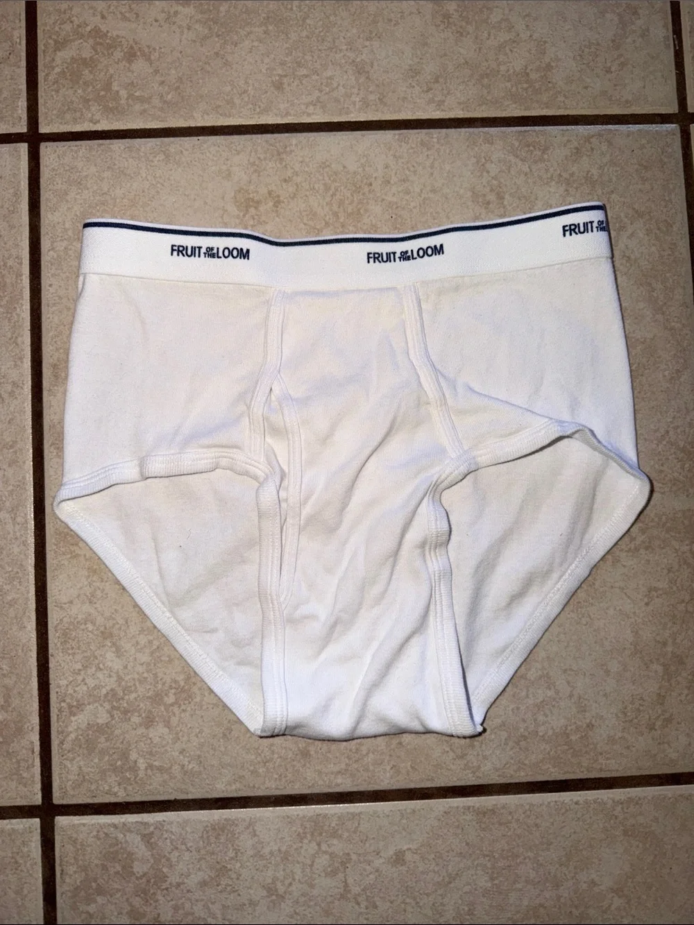Fruit of the Loom White Men’s Cotton Briefs with Logo Waistband